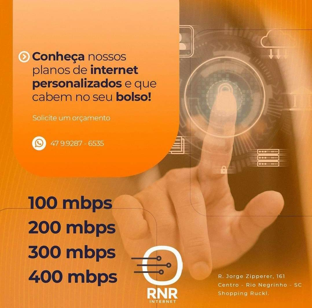 Instalação gratuita e planos de planos vão de 100 a 400 mbps é na RNR ...